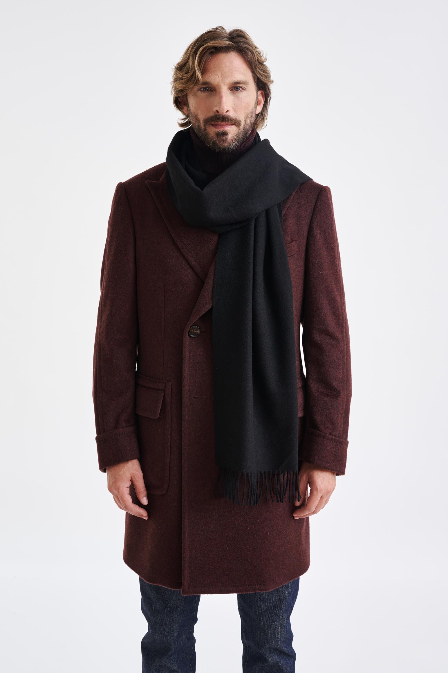 Black 100% Pure Cashmere Scarf — detail 2