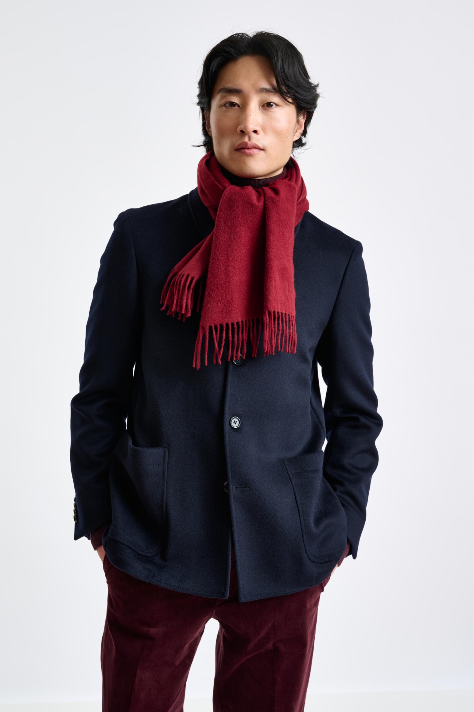 Red 100% Pure Cashmere Scarf — detail 1