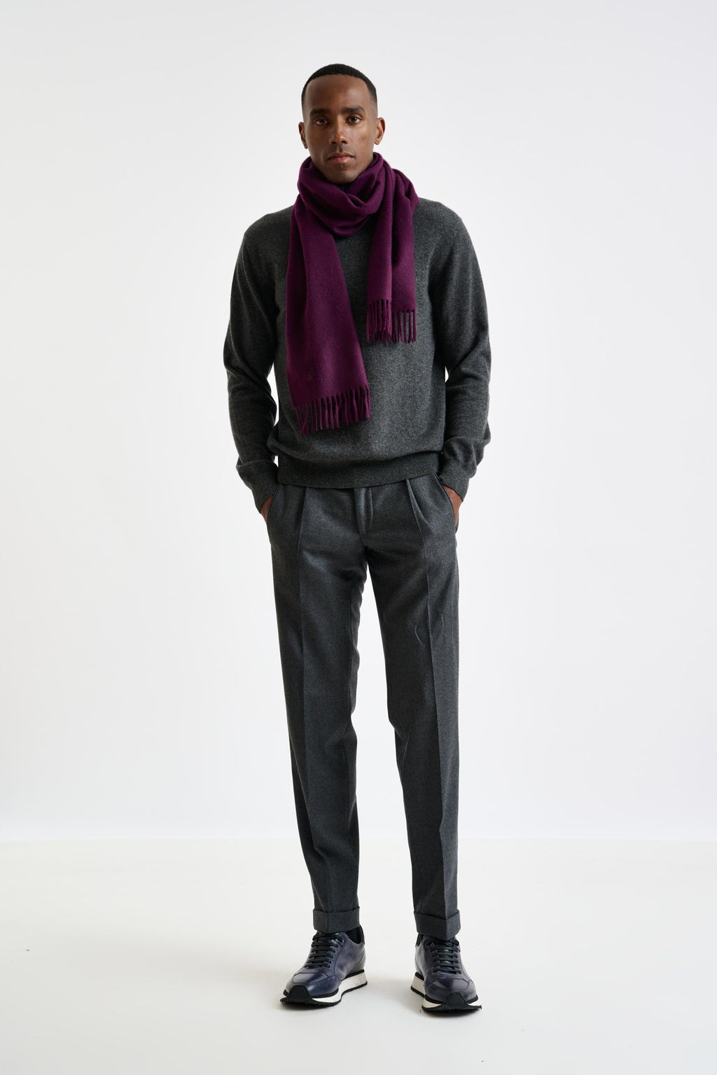 Purple 100% Pure Cashmere Scarf — detail 2