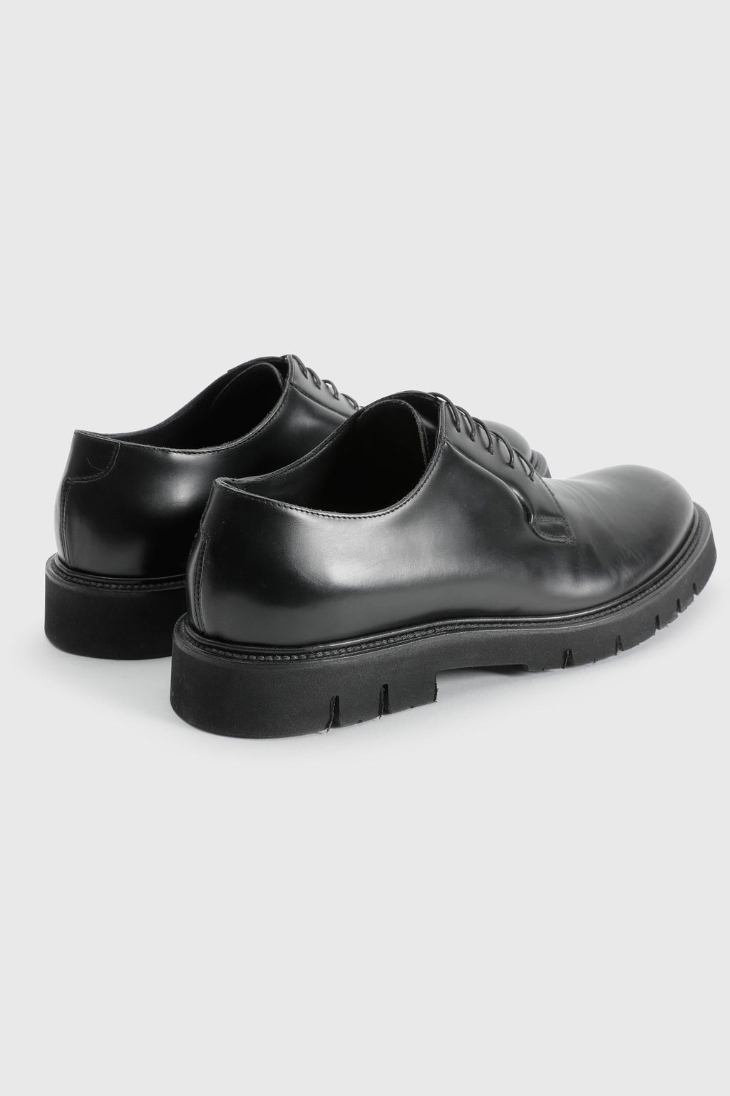 Black Glazed Calfskin Derby R Shoes — detail 2