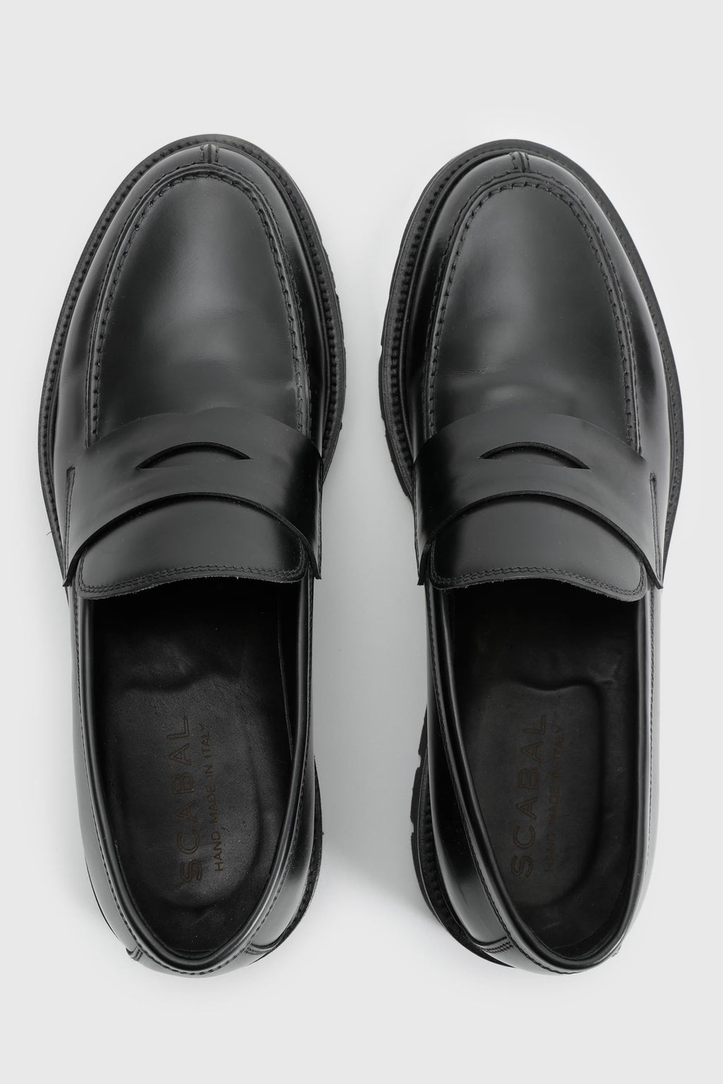 Black Glazed Calfskin Penny Loafer — detail 1