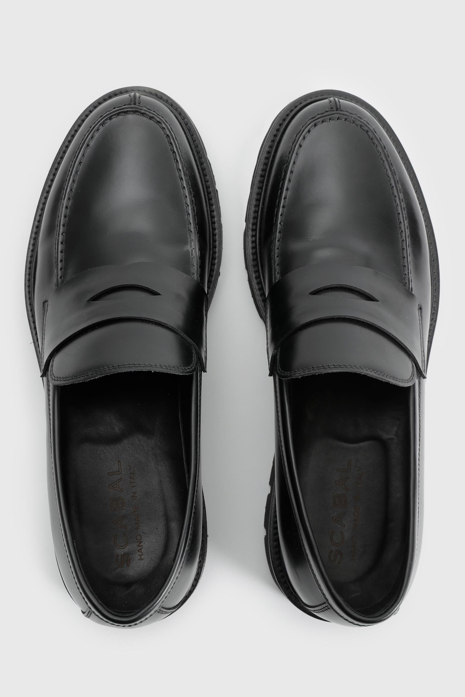 Black Glazed Calfskin Penny Loafer — detail 1