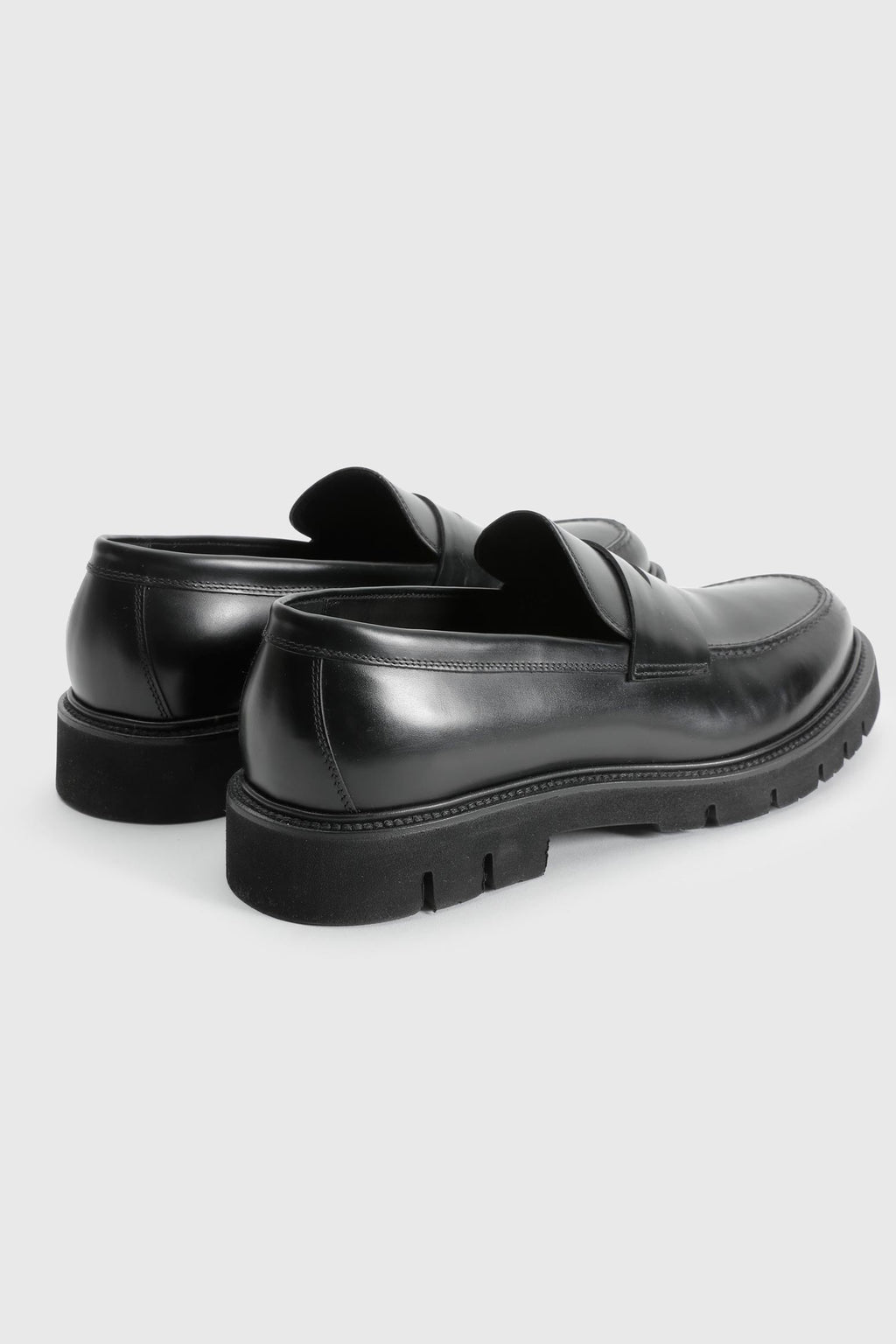 Black Glazed Calfskin Penny Loafer — detail 2