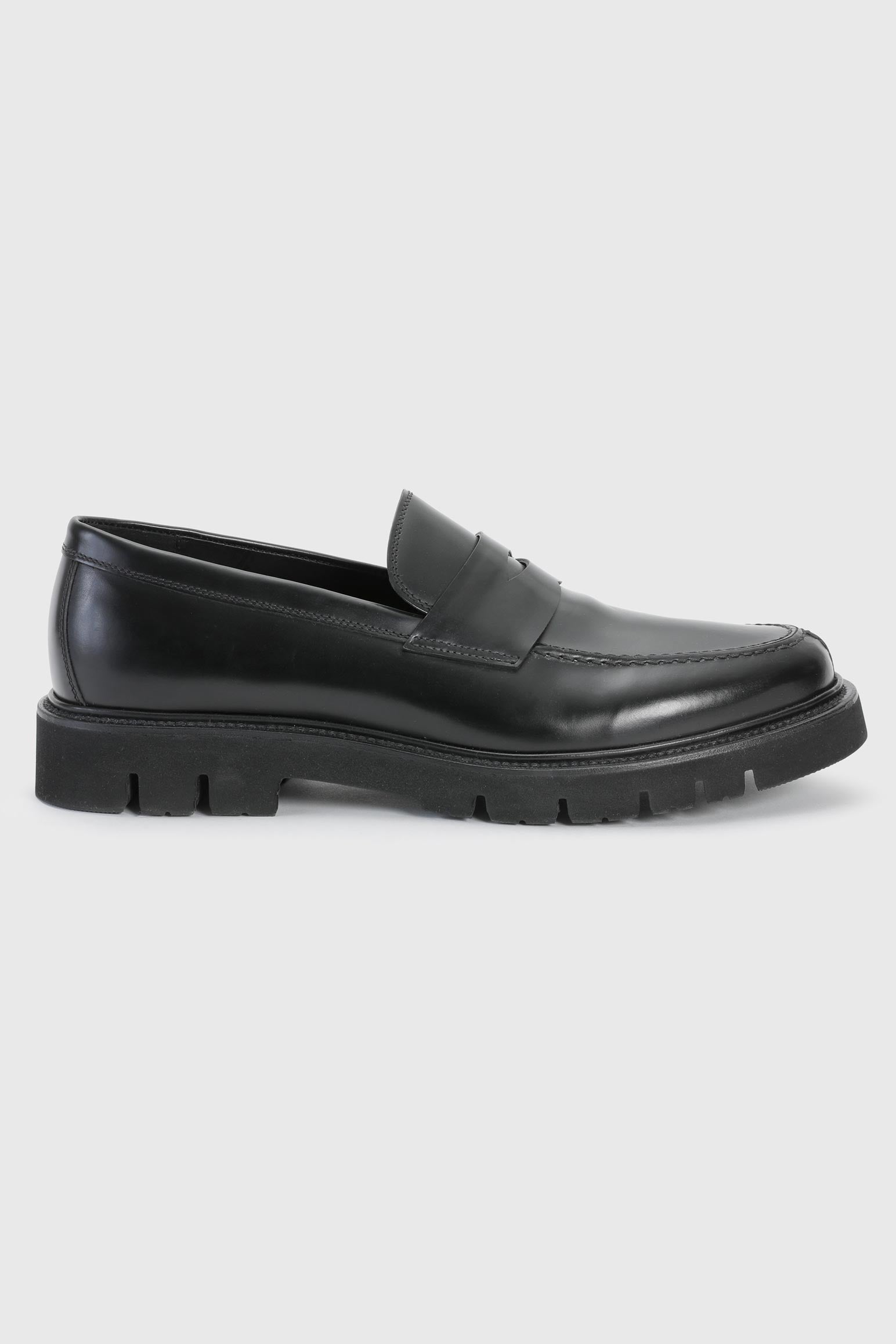 Black Glazed Calfskin Penny Loafer