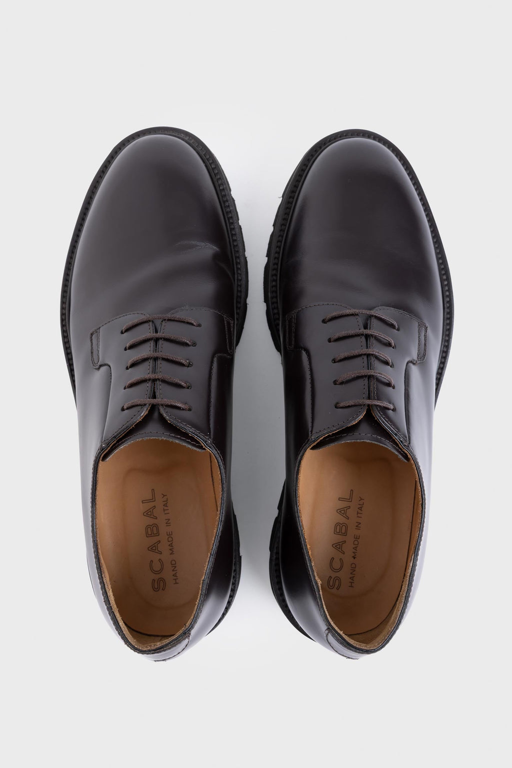 Dark Brown Glazed Calfskin Derby R Shoes — detail 1