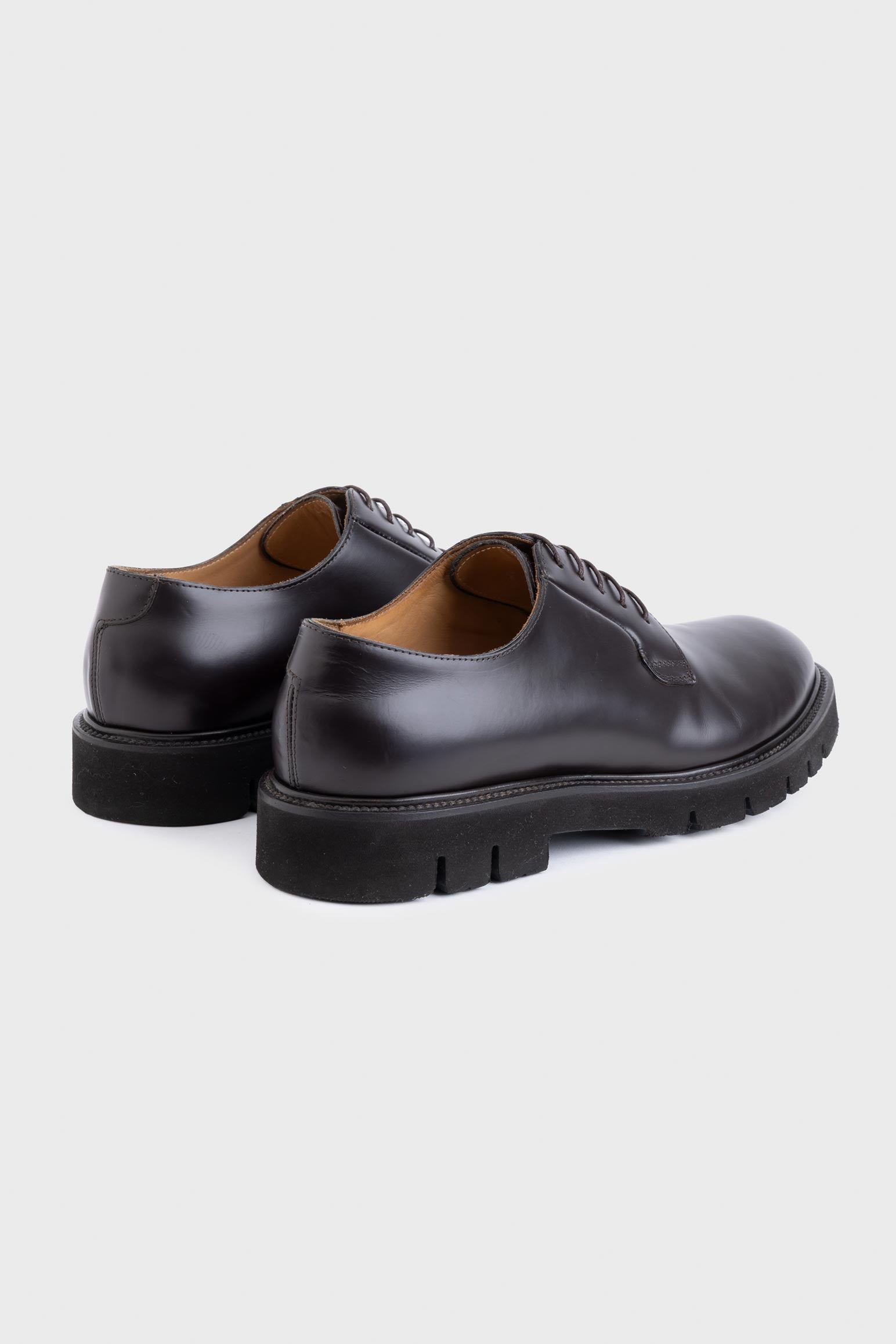Dark Brown Glazed Calfskin Derby R Shoes — detail 2