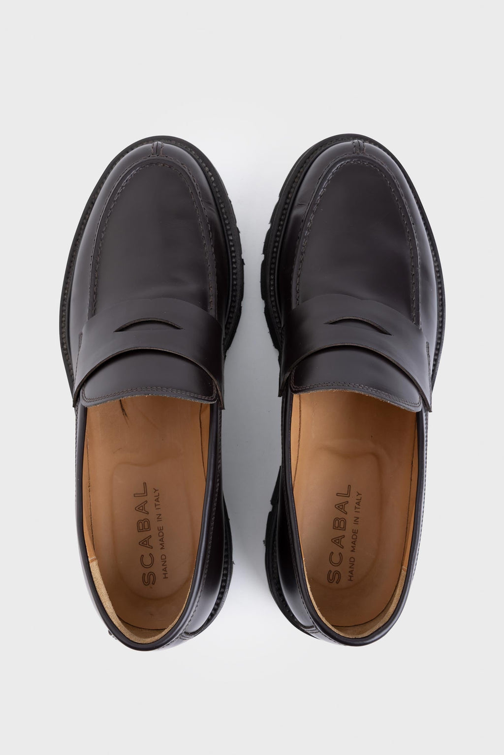 Dark Brown Glazed Calfskin Penny Loafer R Shoes — detail 1