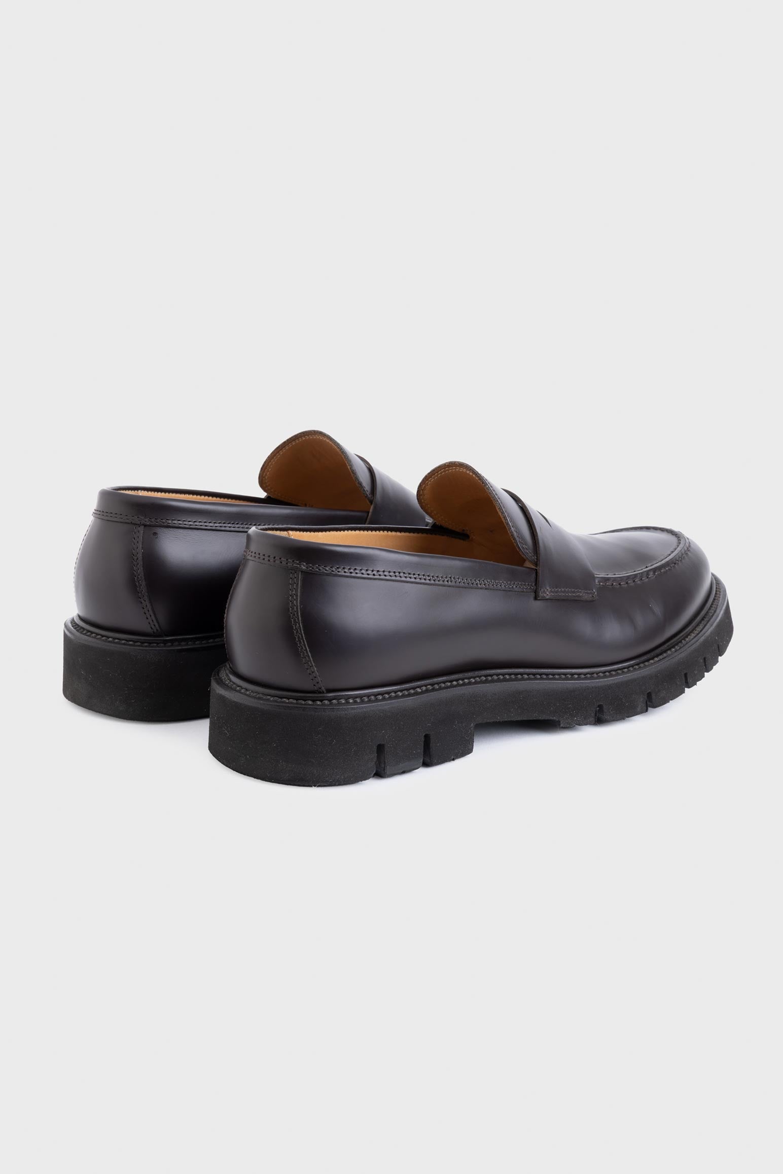 Dark Brown Glazed Calfskin Penny Loafer R Shoes — detail 2