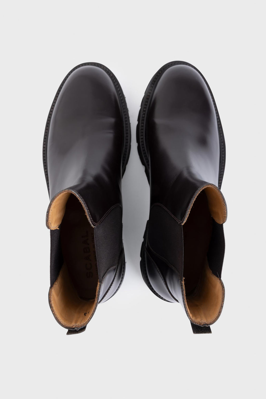 Dark Brown Glazed Calfskin Chelsea Boots — detail 1