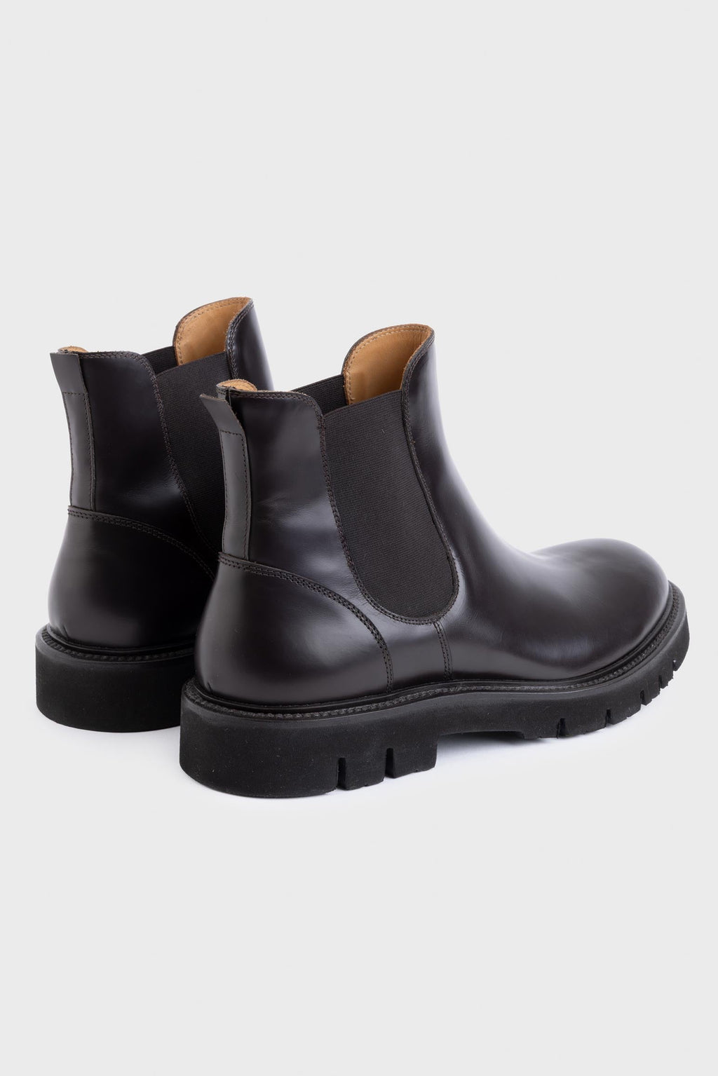 Dark Brown Glazed Calfskin Chelsea Boots — detail 2