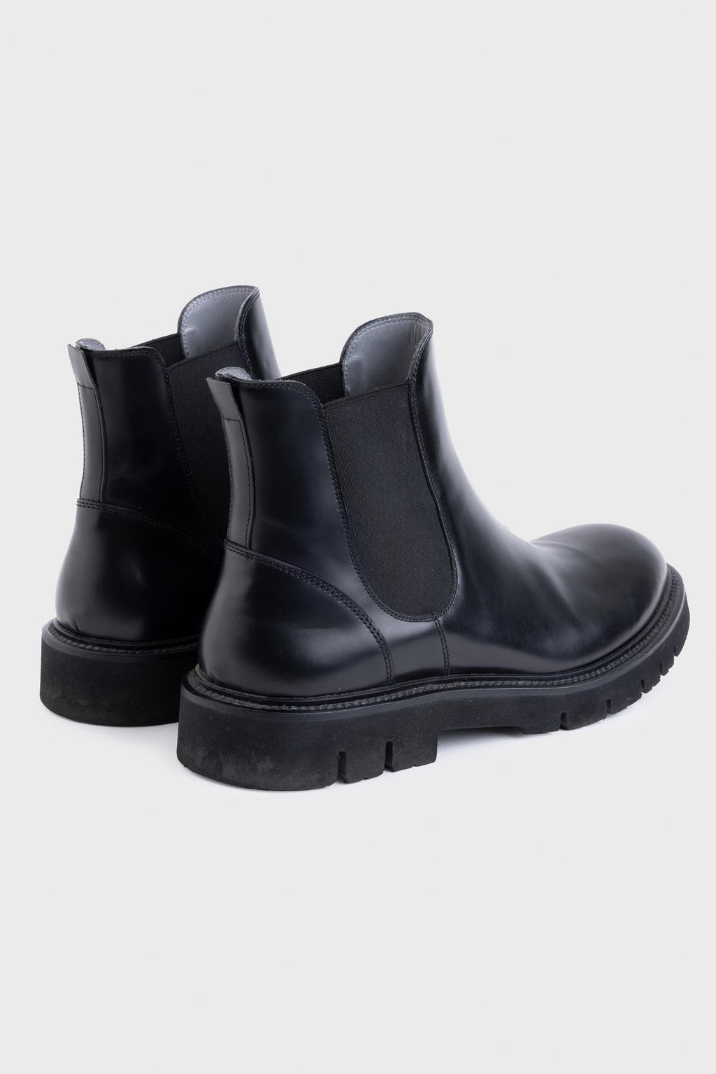 Black Glazed Calfskin Chelsea Boots — detail 2
