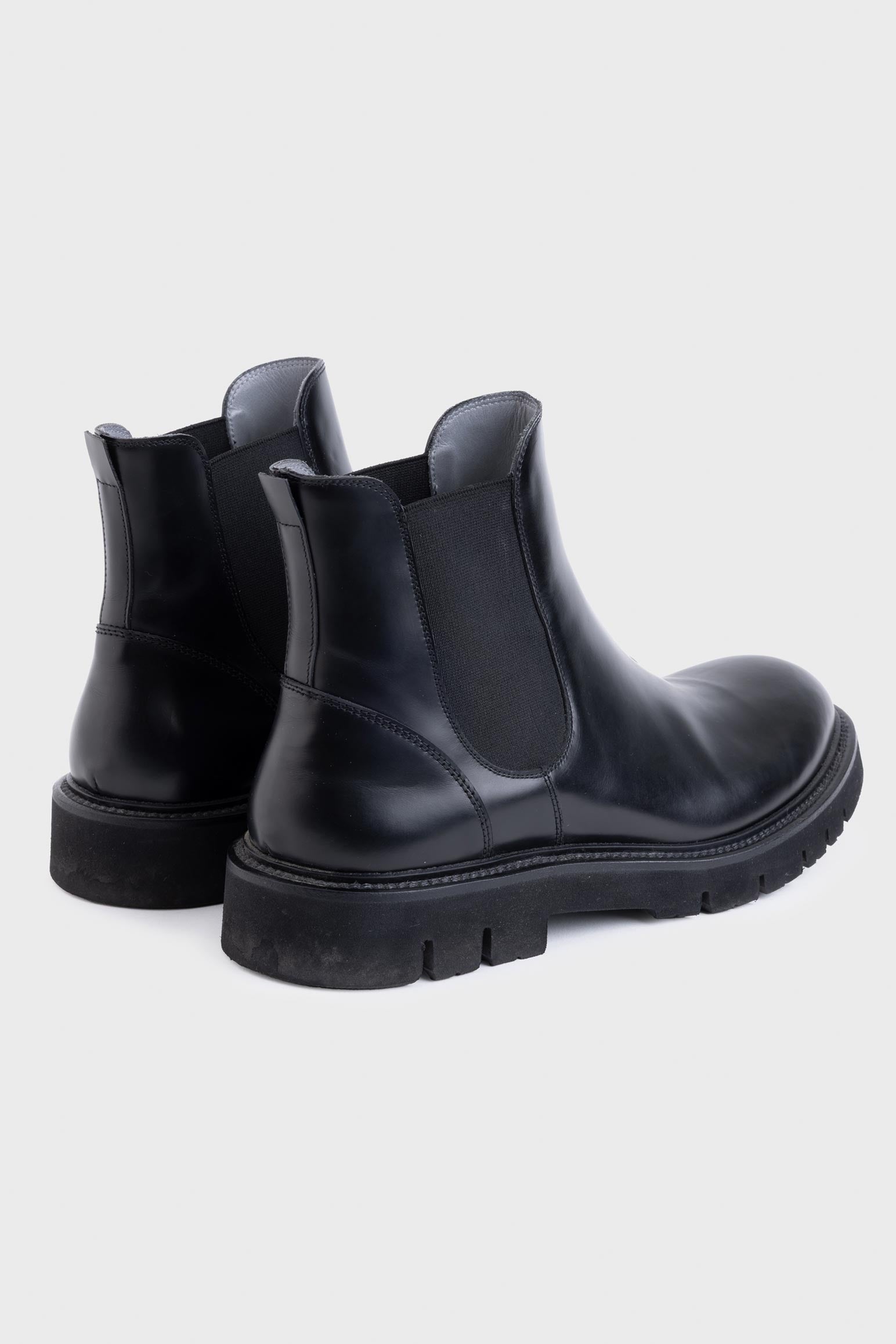 Black Glazed Calfskin Chelsea Boots — detail 2