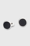 Brass Cufflinks with Real Semi-Precious Black Onyx Stones