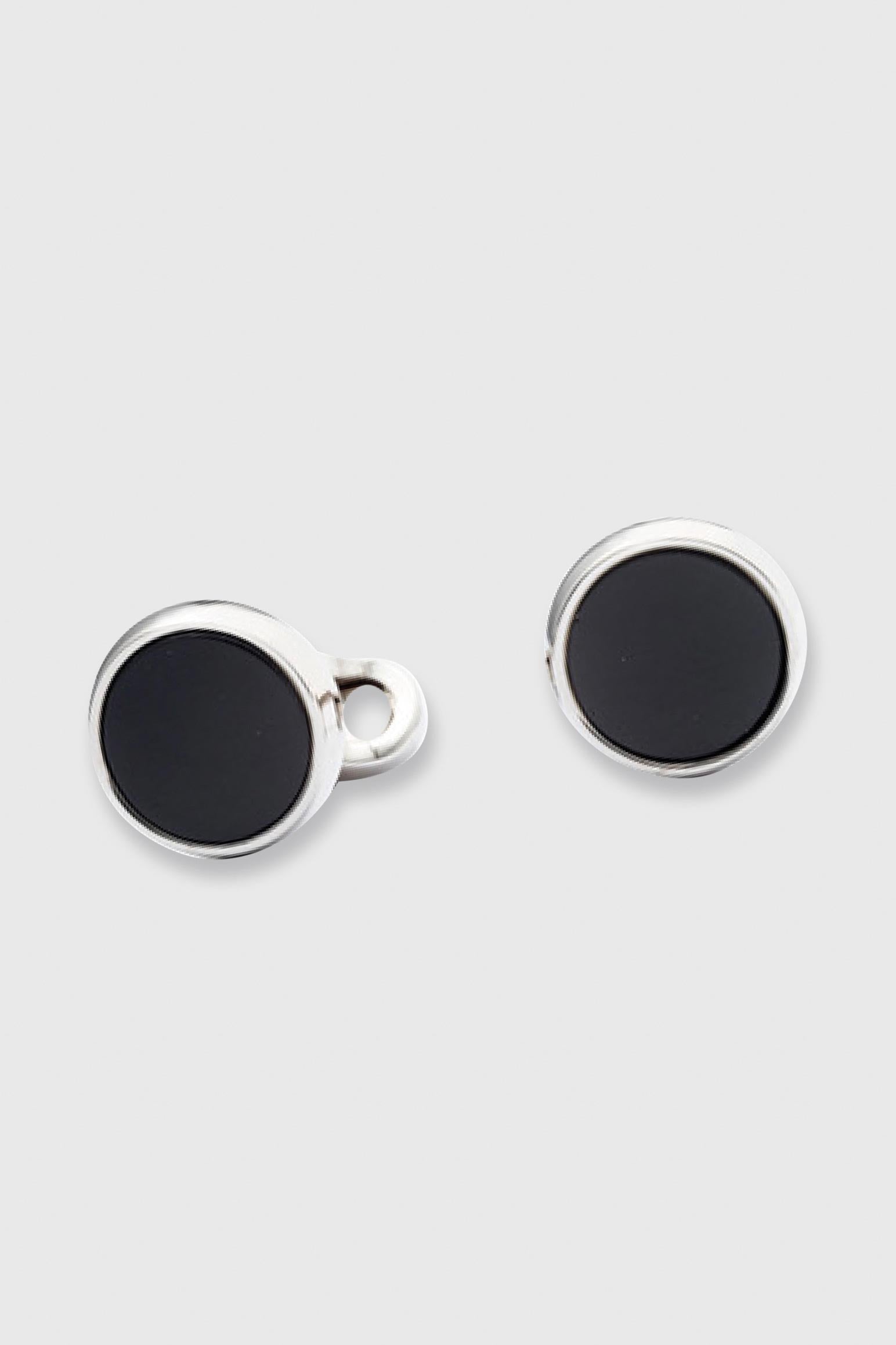 Brass Cufflinks with Real Semi-Precious Black Onyx Stones