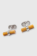 Brass Cylinder Cufflinks with Tiger´s Eye Stones