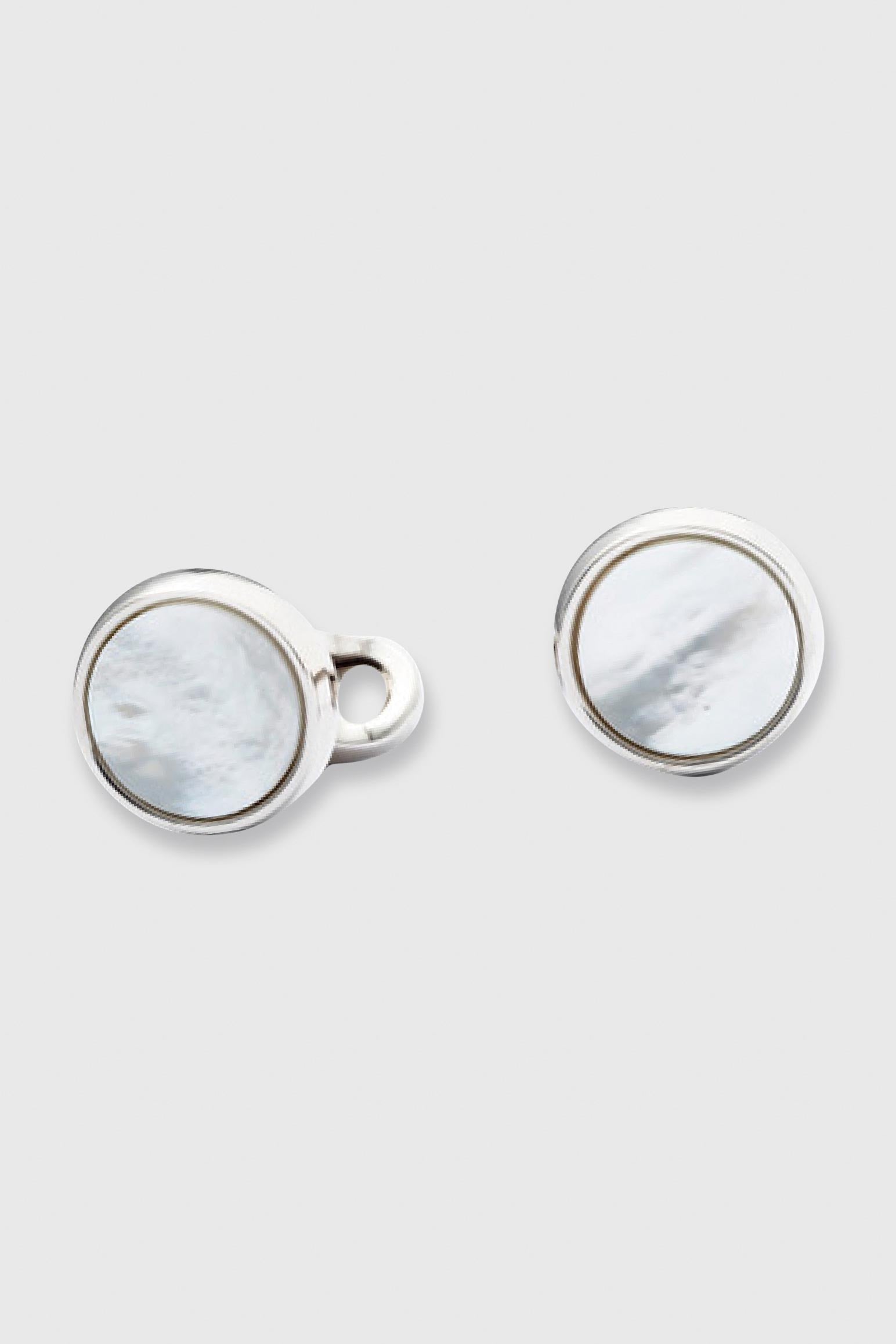 Brass Cufflinks with Real Semi-Precious Mother of Pearl Stones