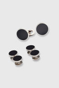 Brass Stud & Cufflink Set Black