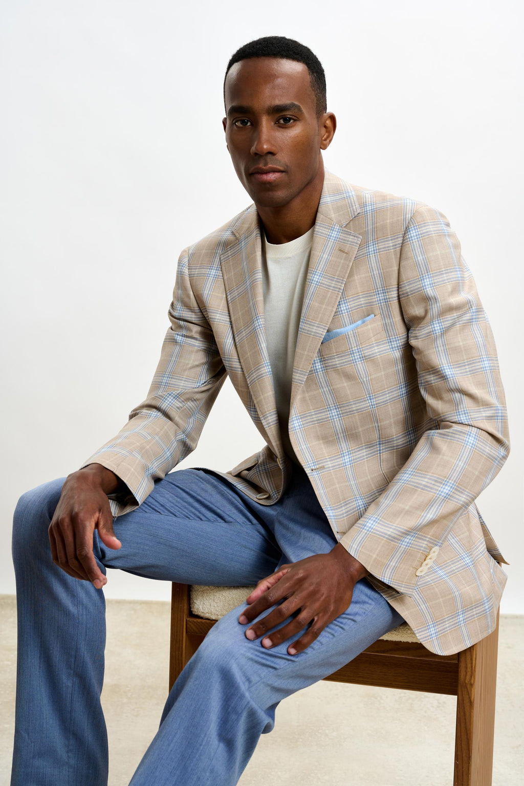 Light Beige & Blue Check Soho Jacket Mosaic — detail 6