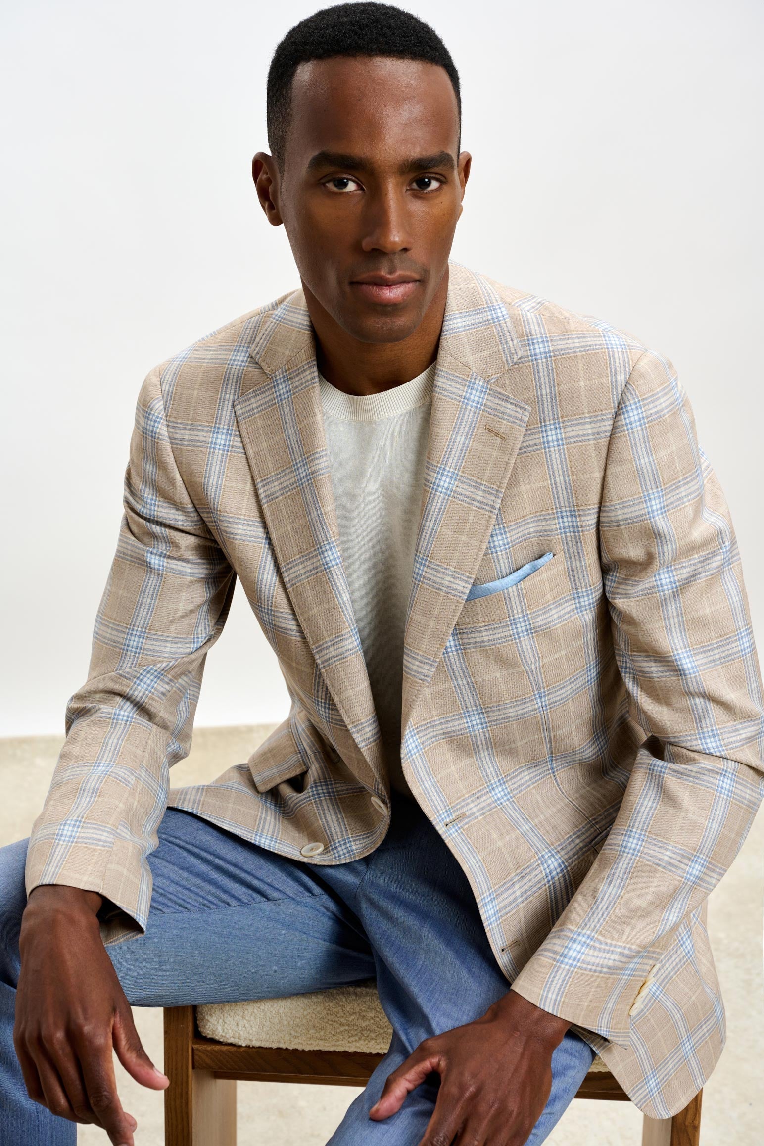 Light Beige & Blue Check Soho Jacket Mosaic — detail 7