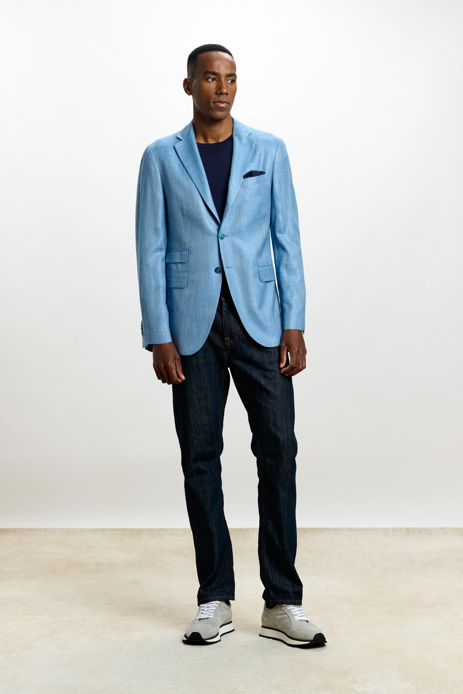 Plain Light Blue Kenton Jacket Taormina — detail 6