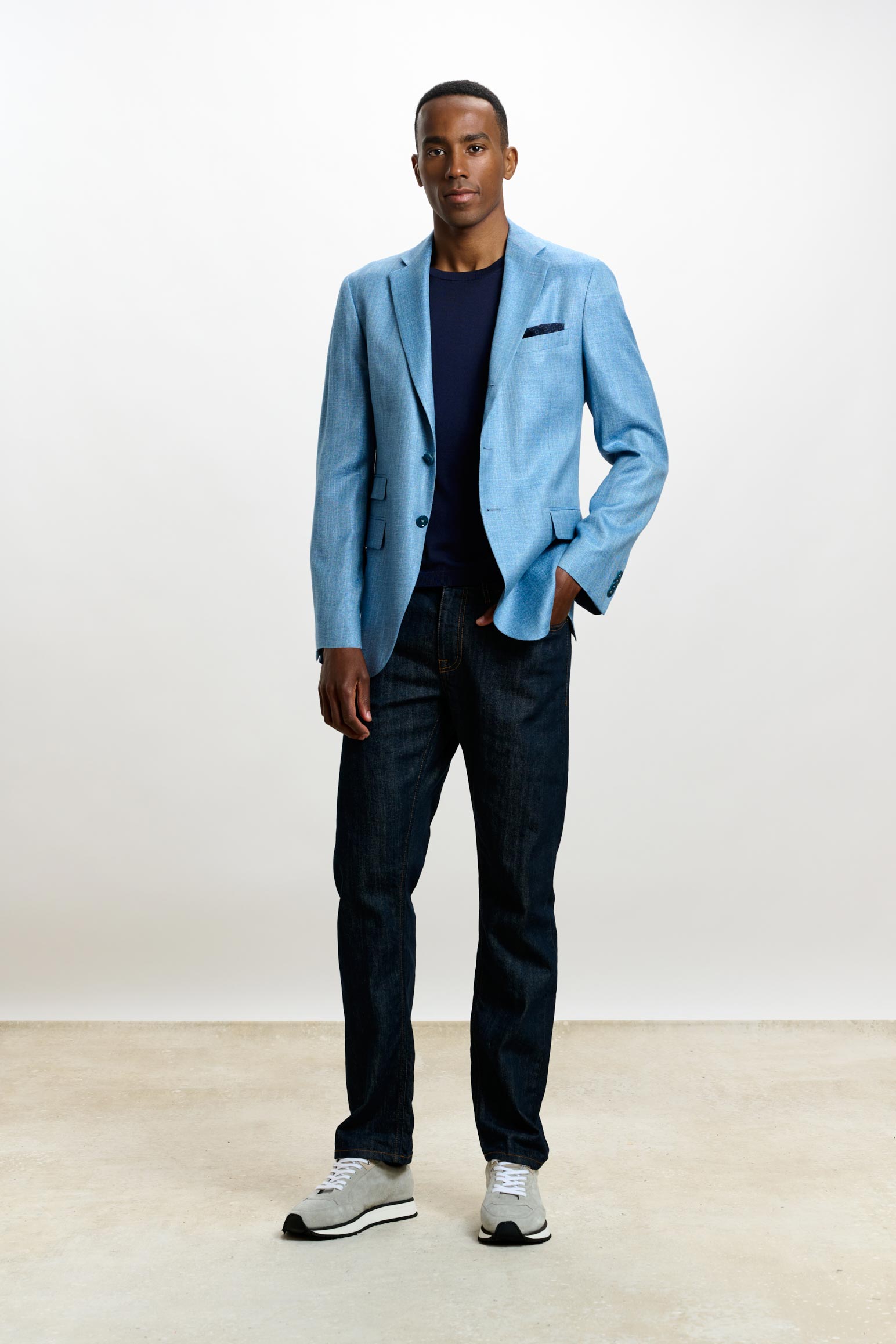 Plain Light Blue Kenton Jacket Taormina — detail 7