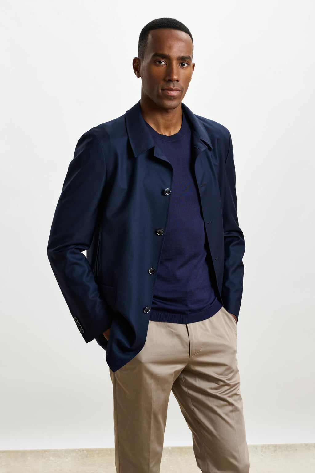 Navy Chelsea Eton Shirt Jacket