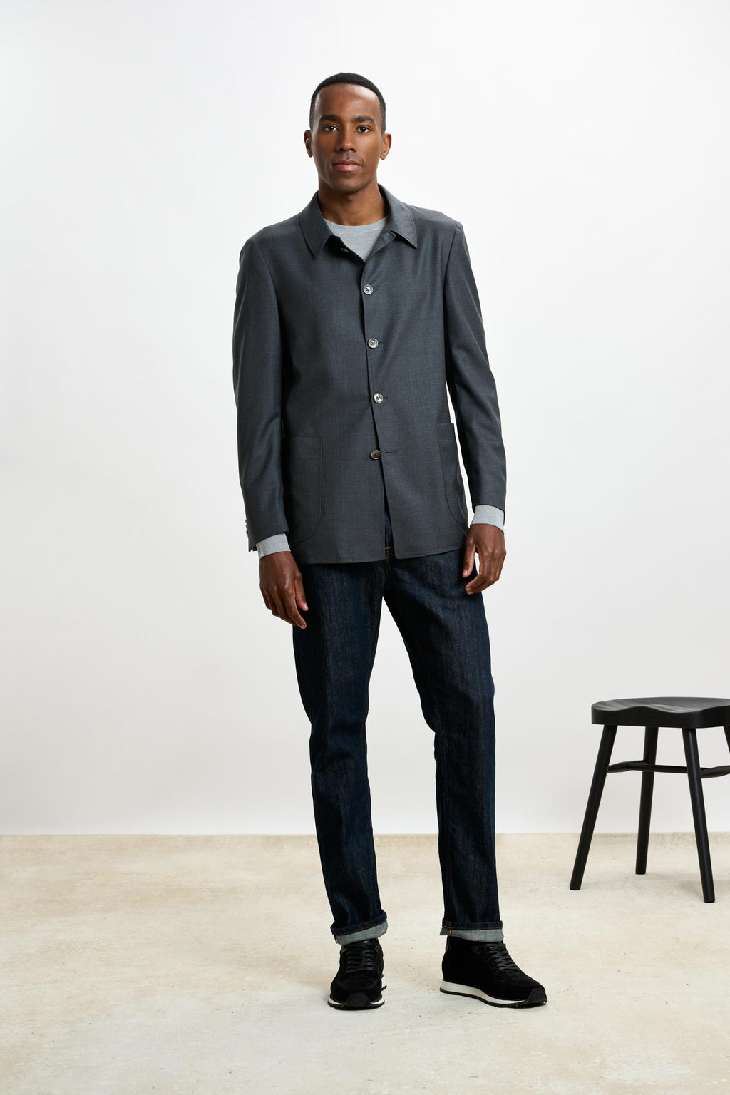 Grey Chelsea Eton Shirt Jacket — detail 7