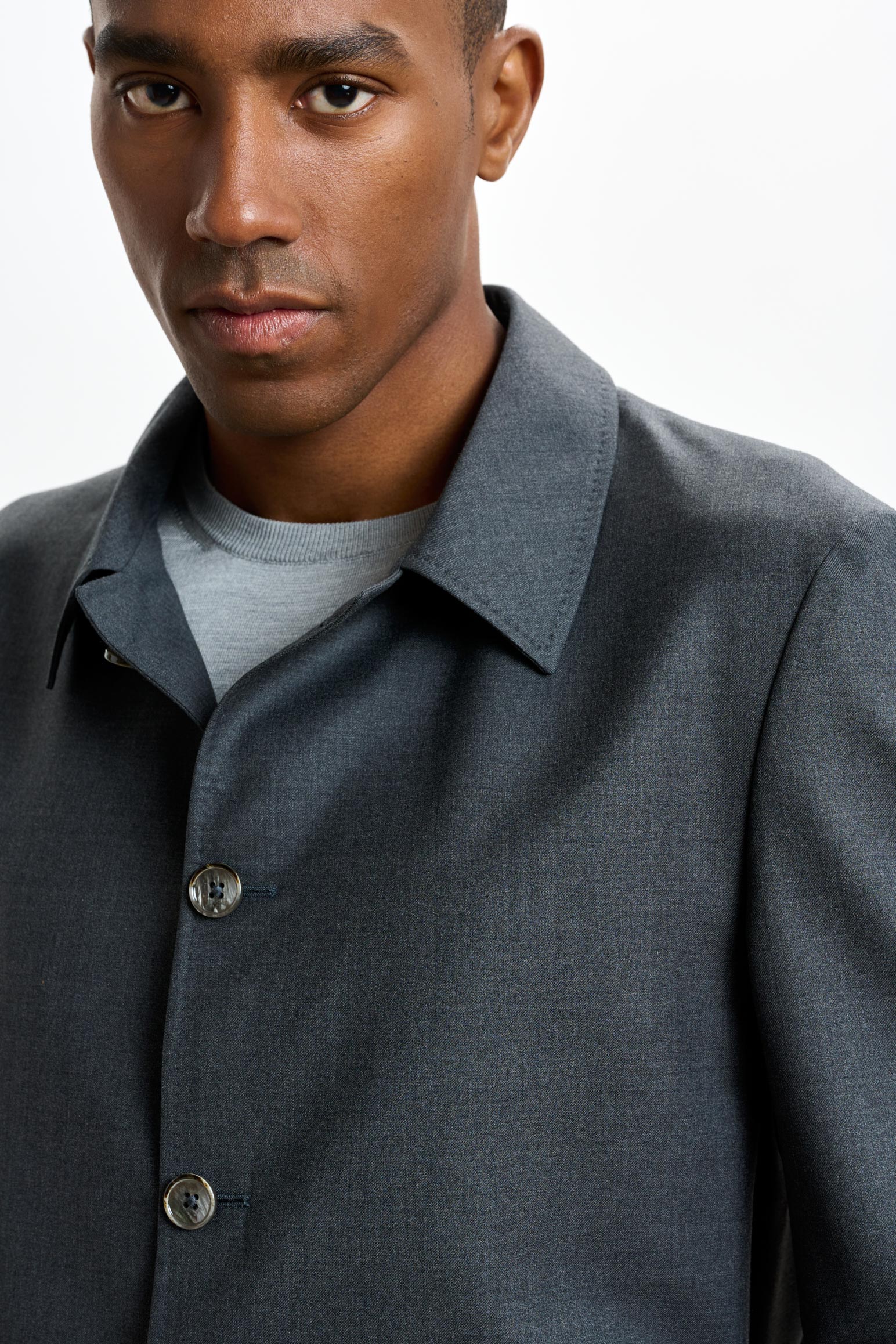 Grey Chelsea Eton Shirt Jacket — detail 5