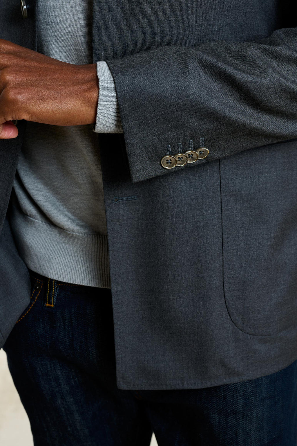 Grey Chelsea Eton Shirt Jacket — detail 1