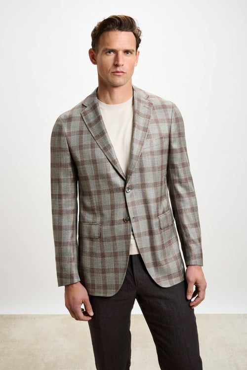 Base Grey & Brown Check Kenton Jacket Taormina