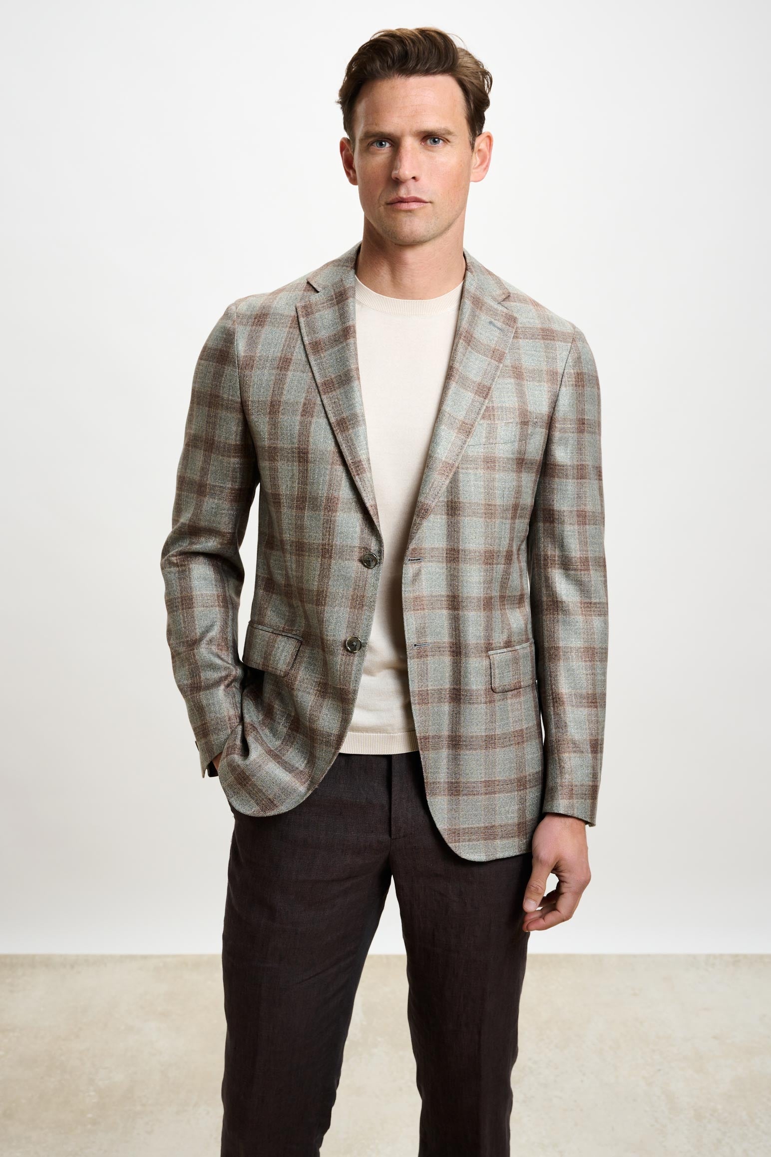 Base Grey & Brown Check Kenton Jacket Taormina — detail 4