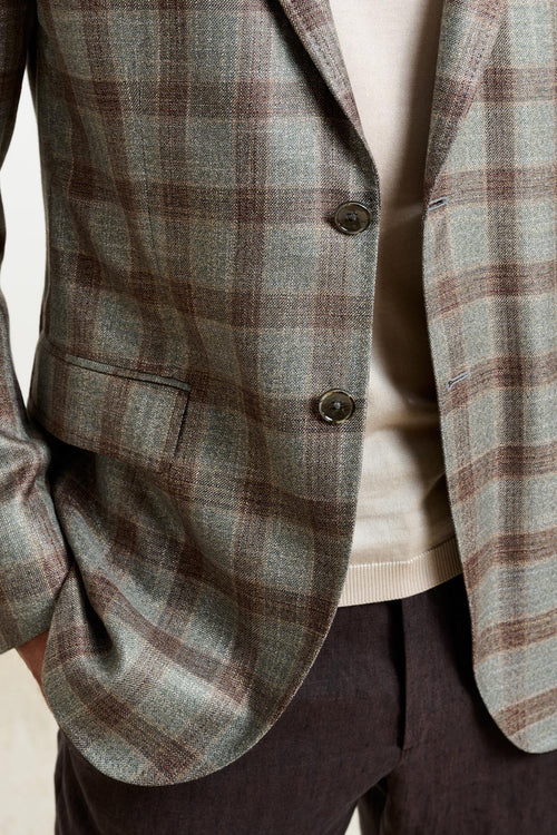 Base Grey & Brown Check Kenton Jacket Taormina — detail 1