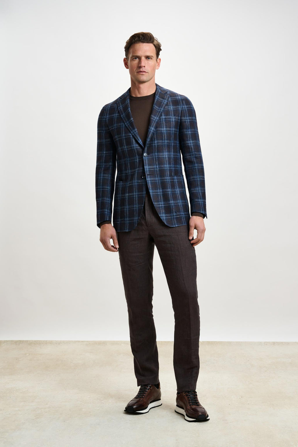 Dark Brown & Blue Check Kenton Jacket Taormina — detail 4