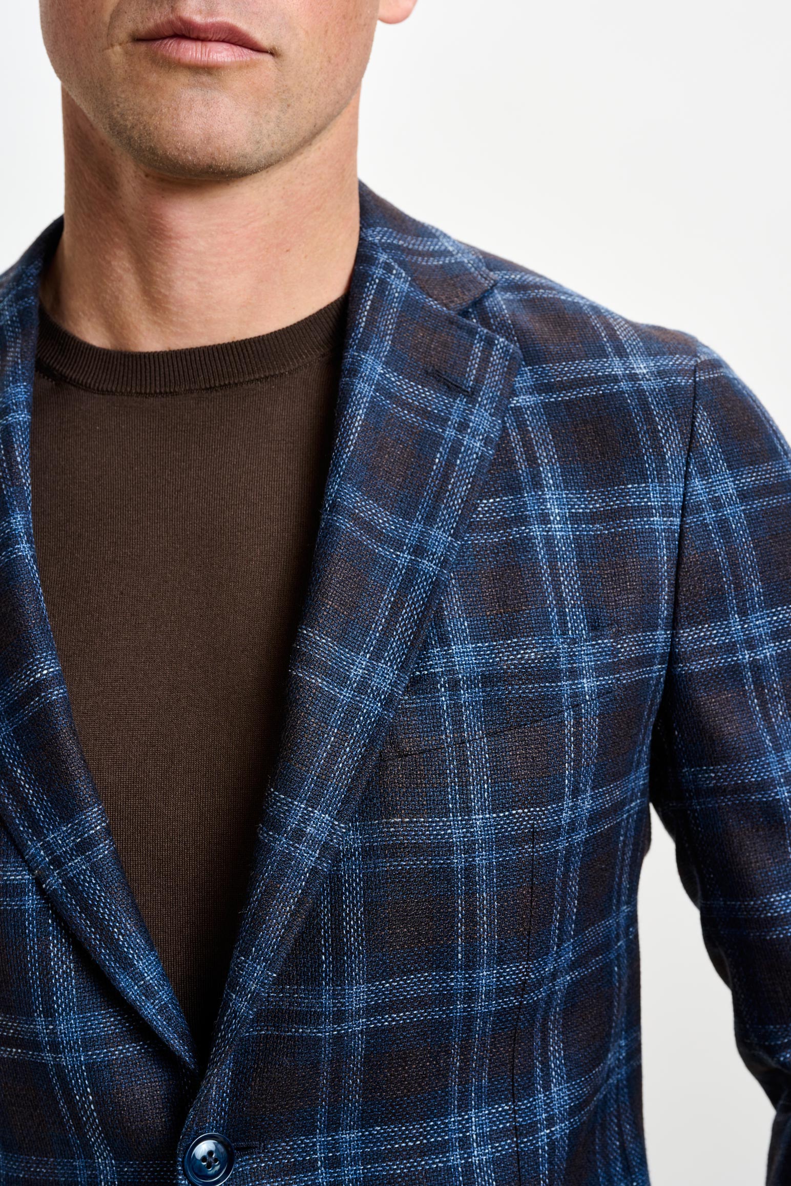 Dark Brown & Blue Check Kenton Jacket Taormina — detail 3