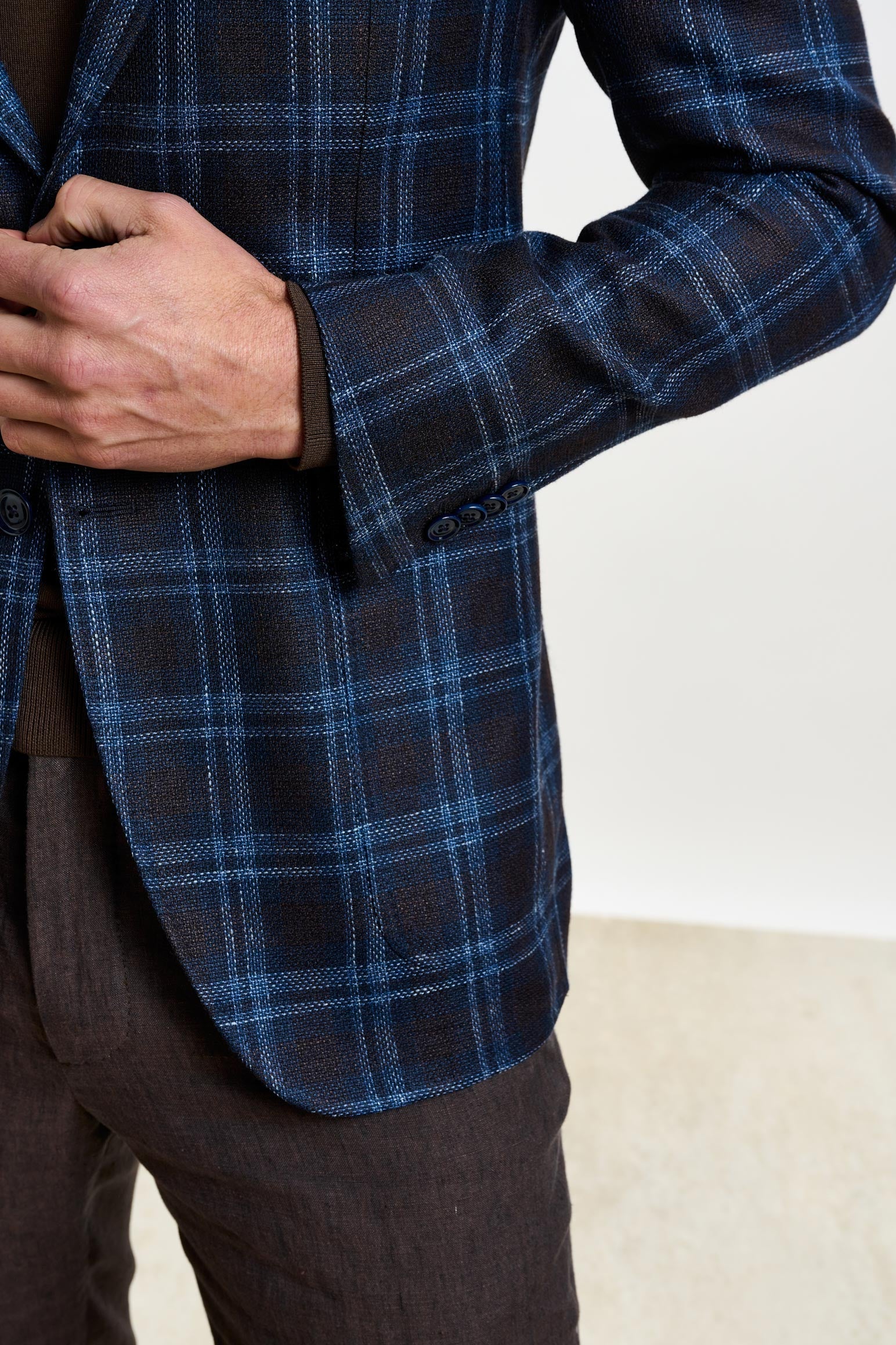 Dark Brown & Blue Check Kenton Jacket Taormina — detail 1