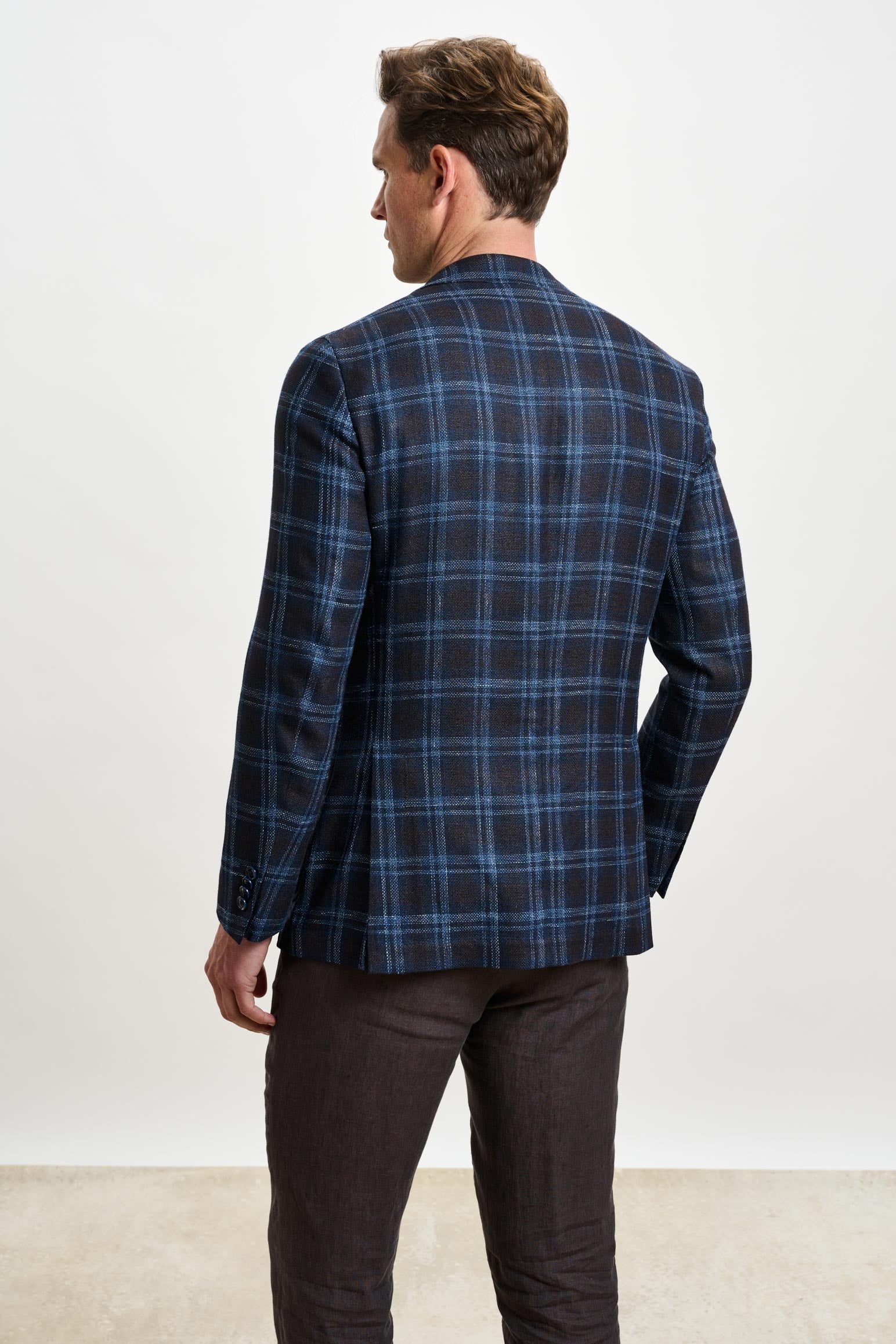 Dark Brown & Blue Check Kenton Jacket Taormina — detail 6