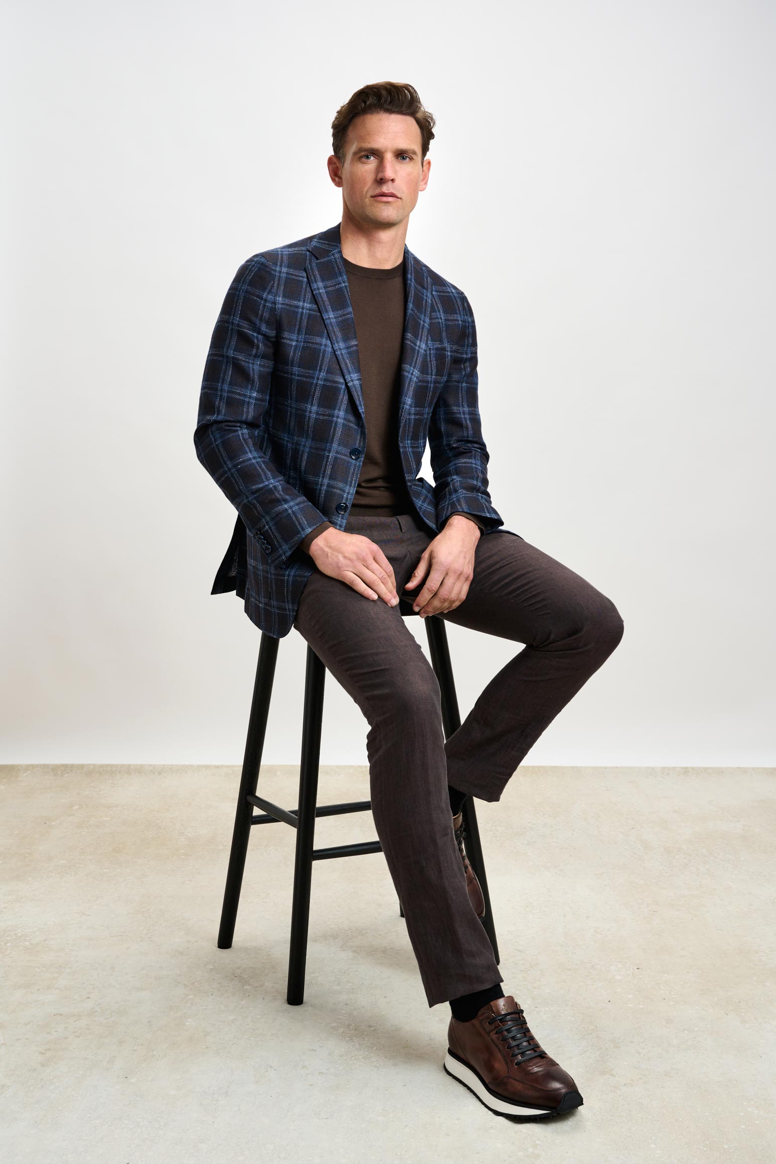Dark Brown & Blue Check Kenton Jacket Taormina — detail 7