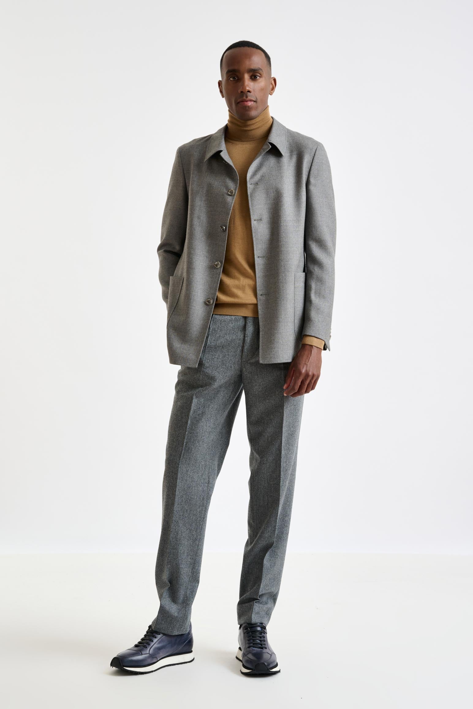 Mid-Grey Wool Chelsea Shirt Jacket Harmony — detail 4