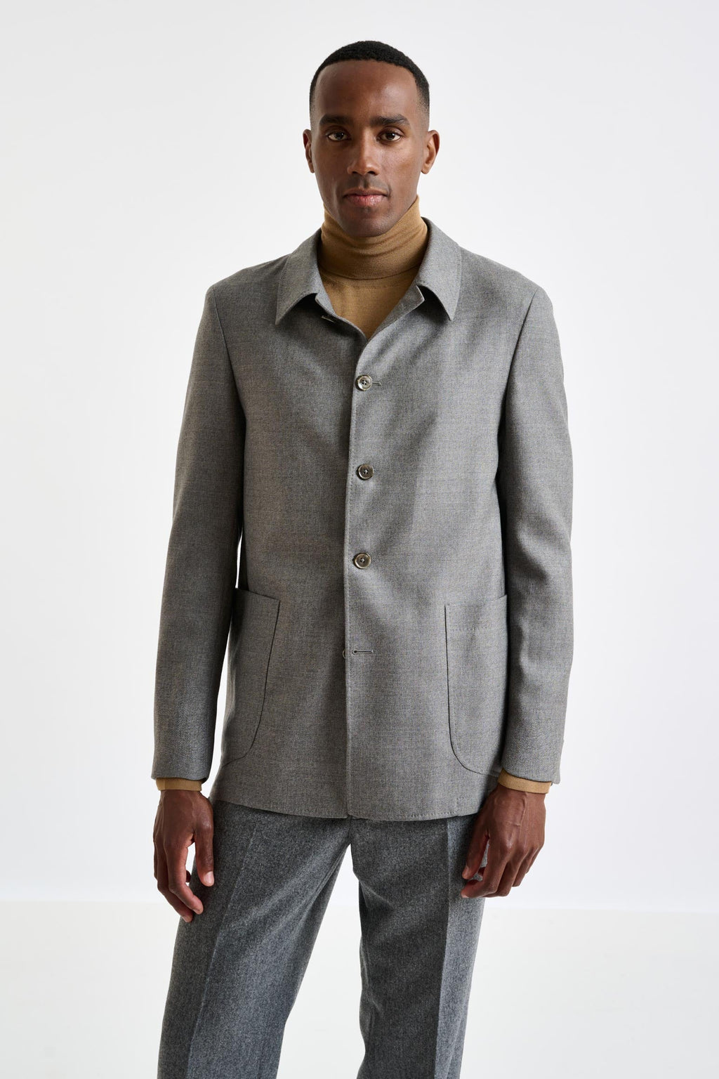 Mid-Grey Wool Chelsea Shirt Jacket Harmony