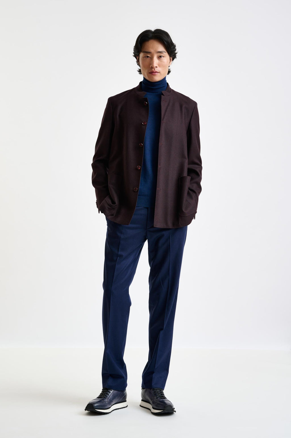 Dark Brown Wool Chelsea Shirt Jacket Harmony — detail 3