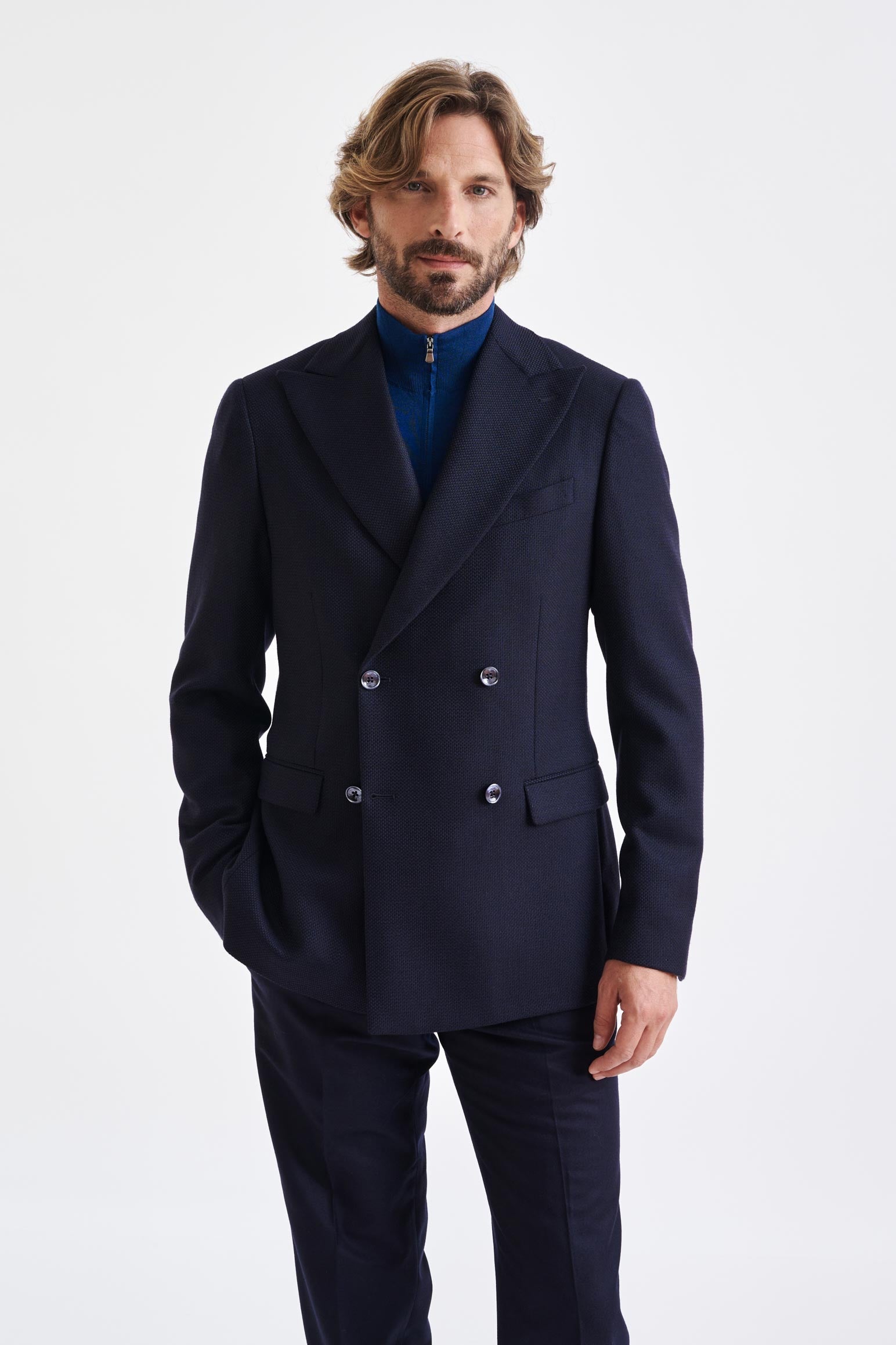 Blue Super 100's Wool Soho Jacket Sonata