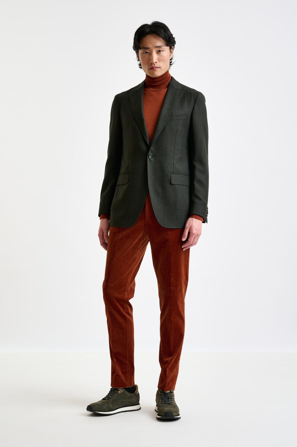 Olive Green Super 100's Wool Kenton Jacket Sonata — detail 5