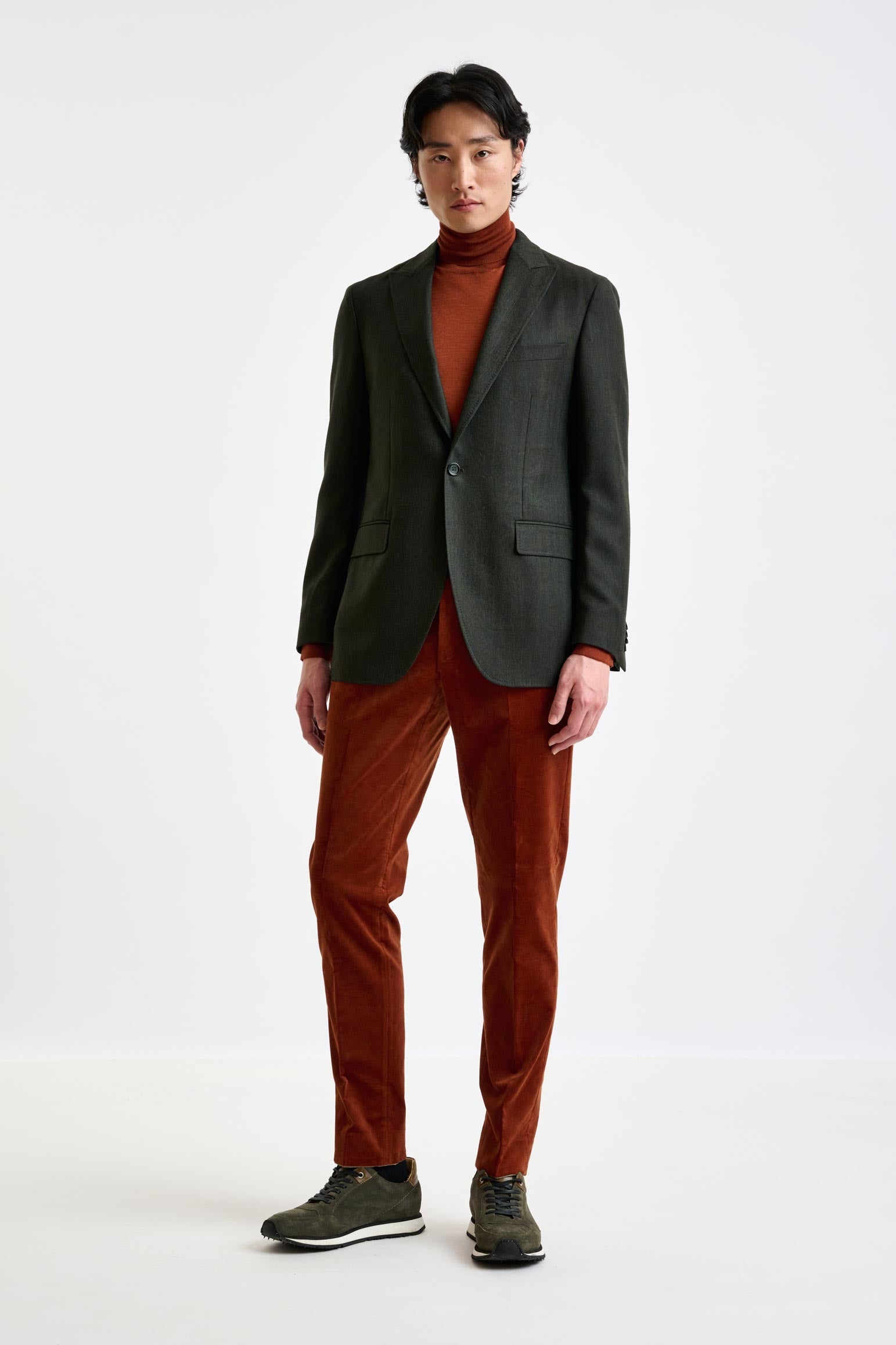 Olive Green Super 100's Wool Kenton Jacket Sonata — detail 5