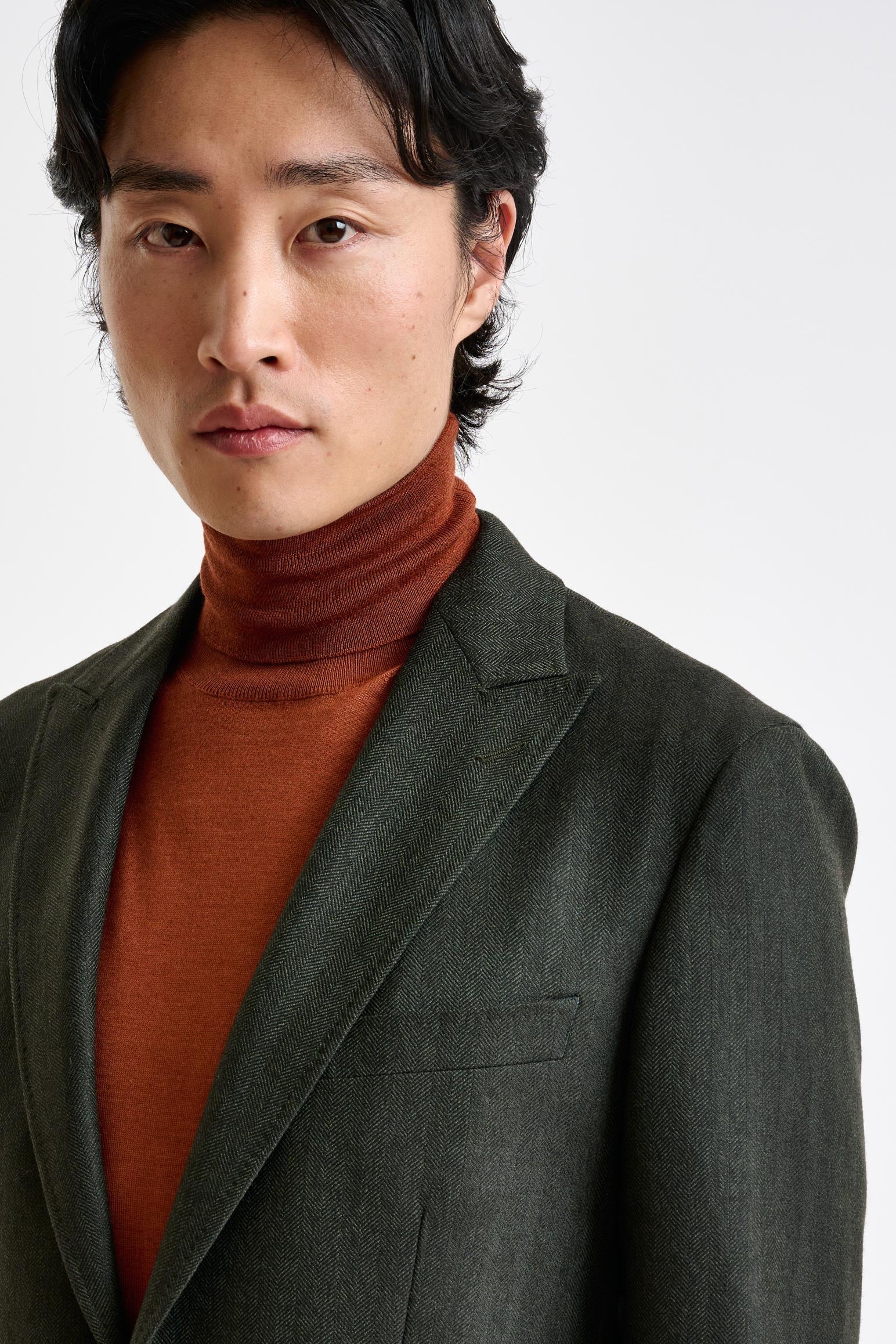 Olive Green Super 100's Wool Kenton Jacket Sonata — detail 6