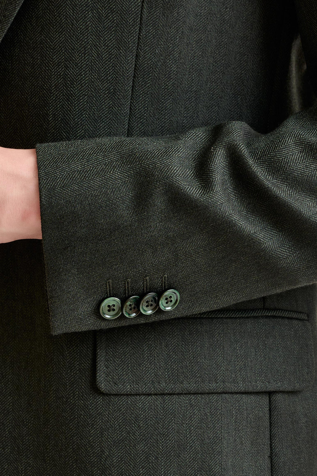 Olive Green Super 100's Wool Kenton Jacket Sonata — detail 1