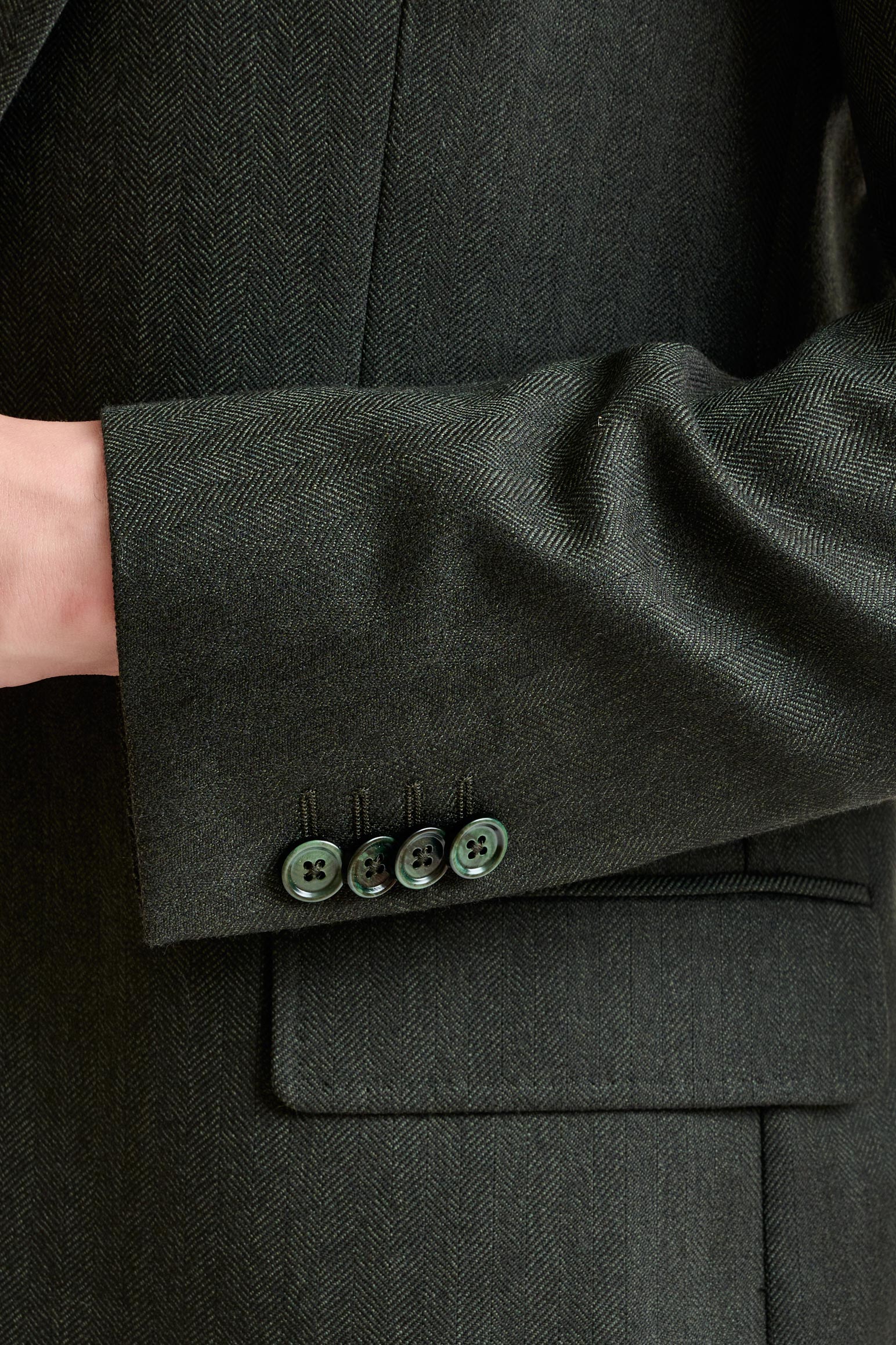 Olive Green Super 100's Wool Kenton Jacket Sonata — detail 1