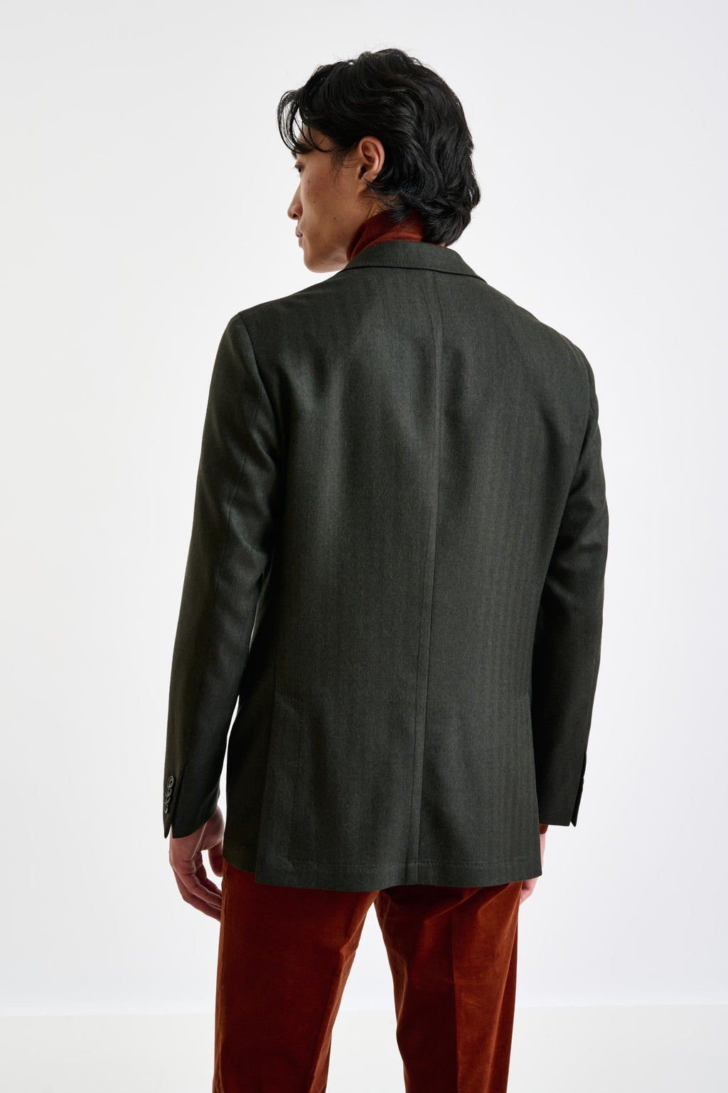 Olive Green Super 100's Wool Kenton Jacket Sonata — detail 7
