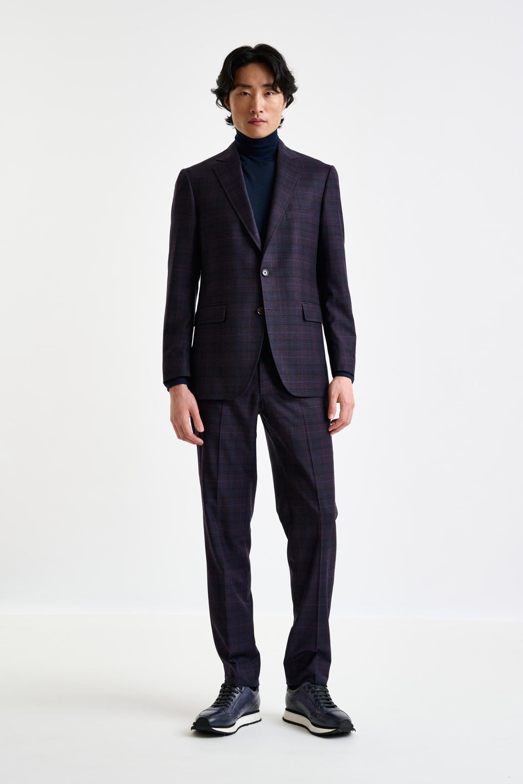Purple Check Super 130's Wool Soho Jacket Hybrid — detail 5