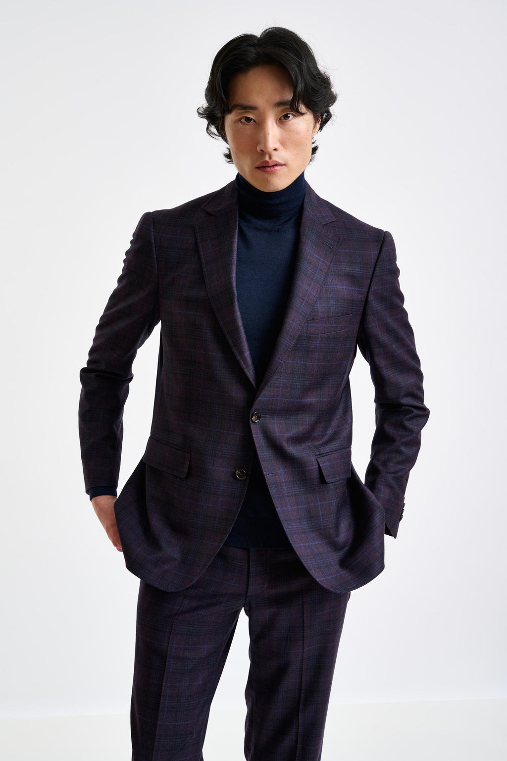 Purple Check Super 130's Wool Soho Jacket Hybrid