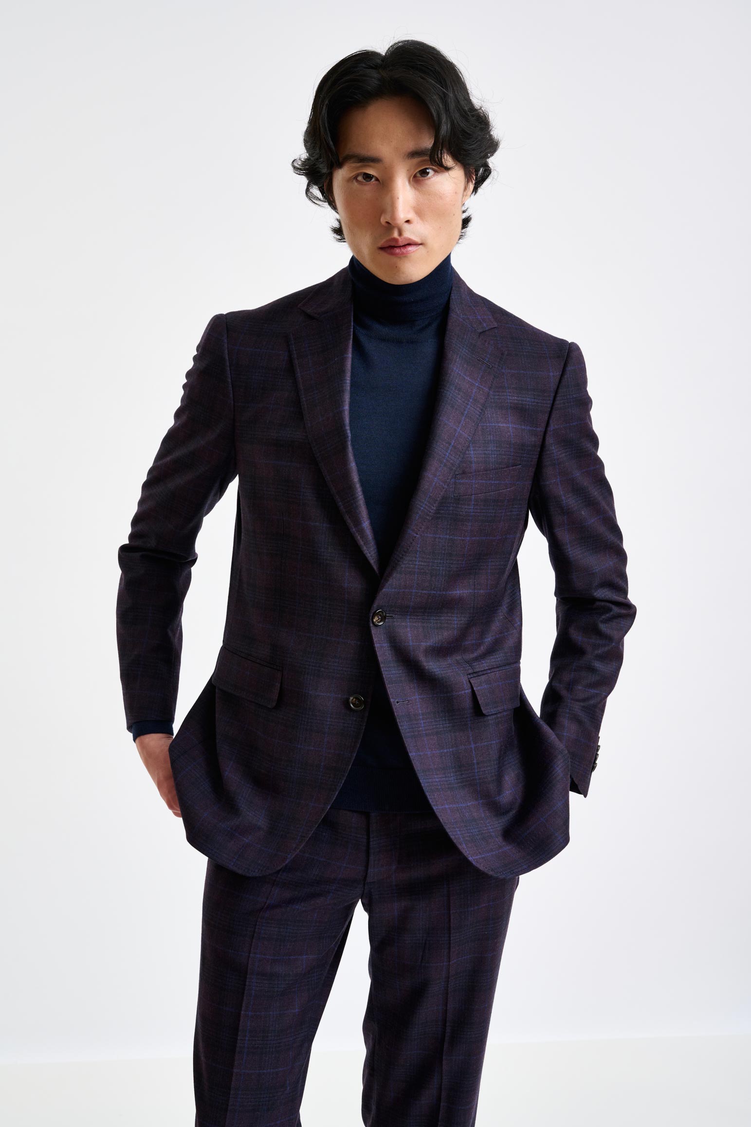 Purple Check Super 130's Wool Soho Jacket Hybrid